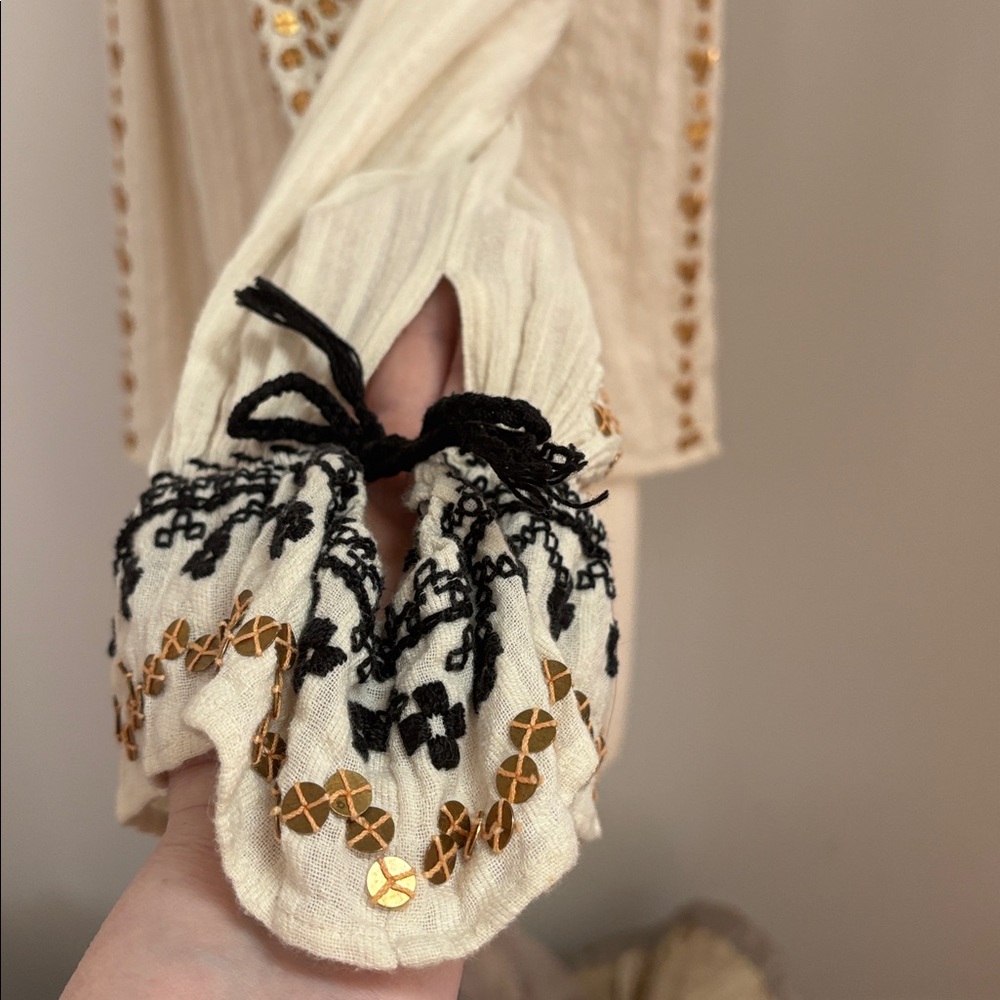 Isabel Marant Ivory Blouse with Matte Gold Sequin and Black Embroidery - Picture 6 of 11